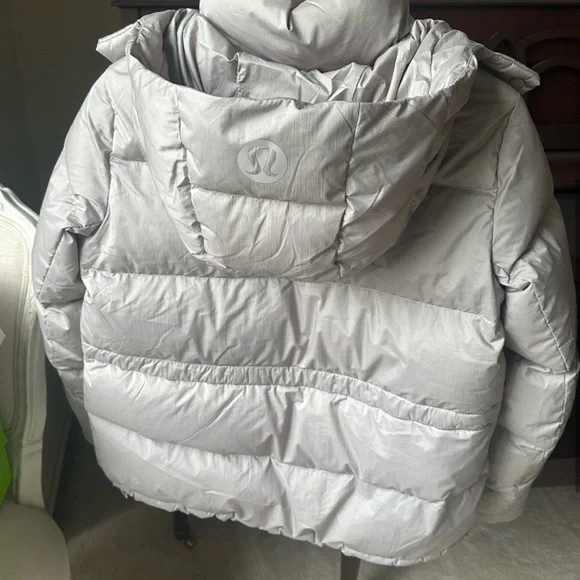 Lululemon wunder puff down jacket coat heathered natural ivory grey size 4 - Picture 2 of 8